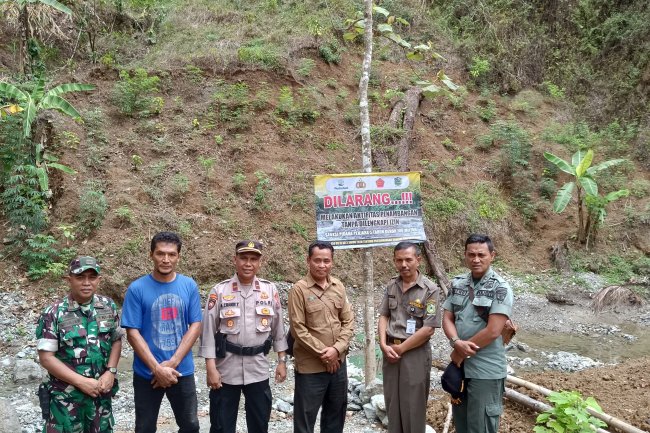 Cegah Kerusakan Hutan, Danposramil Bersama Unsur Terkait Melaksanakan Patroli Tambang Liar di Wilayah Pagedongan
