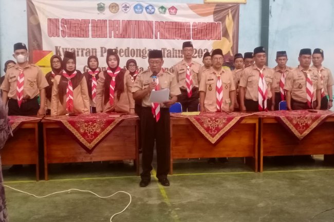 Danposramil Pagedongan Menghadiri Acara Pelantikan Pramuka Garuda Kwarran Pagedongan Tahun 2024