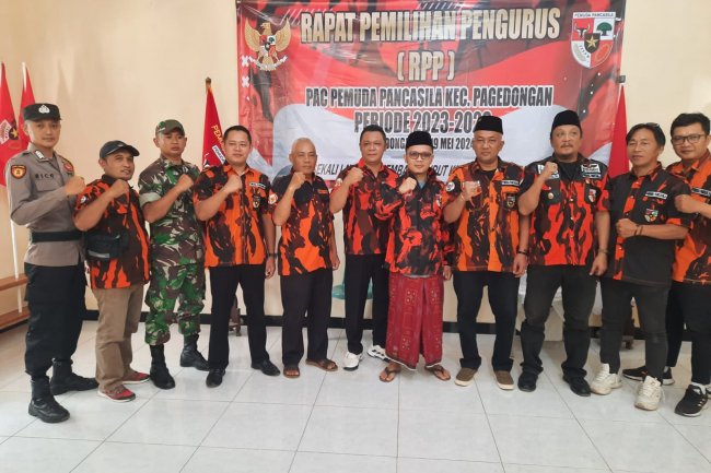 Babinsa Hadiri Undangan RPP (Rapat Pemilihan Pengurus) PAC Pemuda Pancasila Kec Pagedongan periode 2023-2026 
